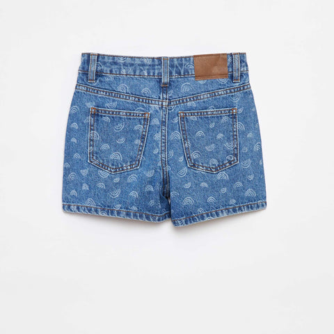 Short en jean avec imprimé