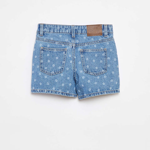Short en jean avec imprimé