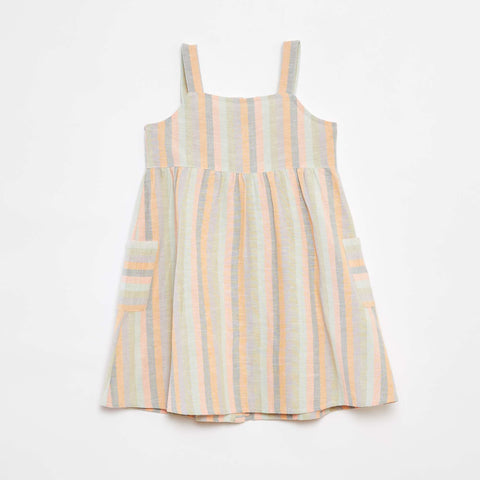 Robe en lin mélangé à ouverture boutonnée