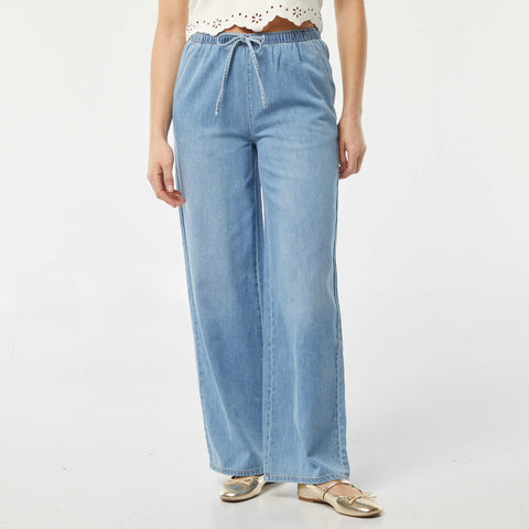 Pantalon denim élastiqué