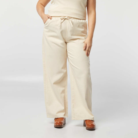 Pantalon large en denim avec taille smockée