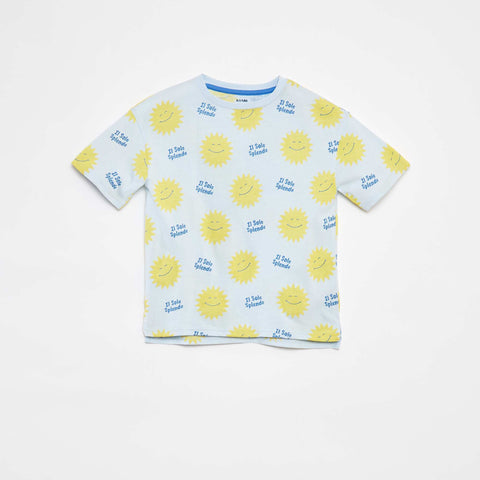 T-shirts loose imprimé manches courtes - Dos rallongé