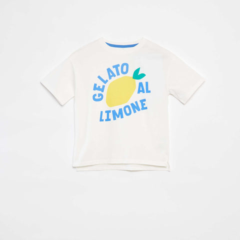 T-shirts loose imprimé manches courtes - Dos rallongé