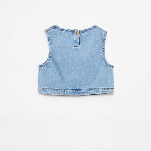 Top sans manches en denim