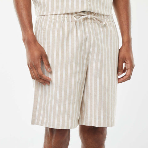 Short en lin mélangé à motif rayé