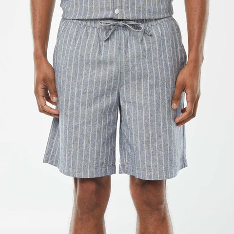 Short en lin mélangé à motif rayé