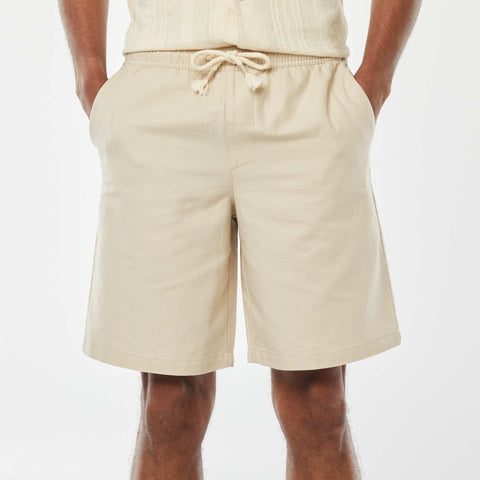 Bermuda uni taille élastiquée + cordons