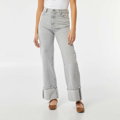 Pantalon wide leg avec large revers à la base
