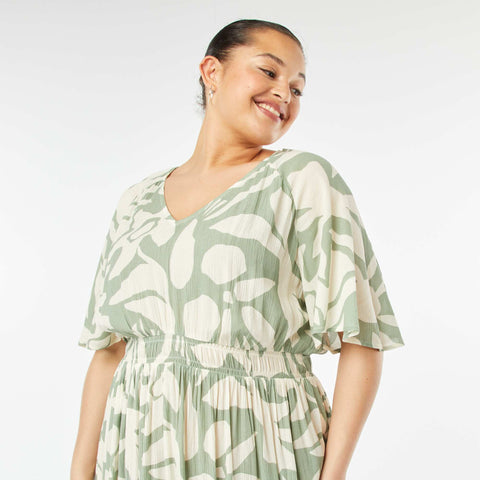 Robe longue en maille crêpe
