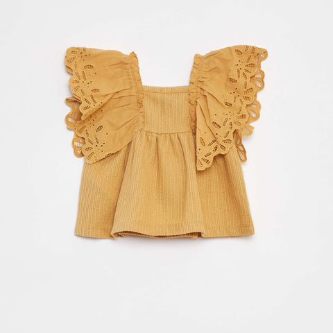 T-shirt ample à manches courtes avec broderie anglaise