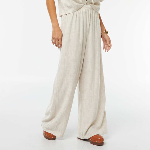 Pantalon wide leg à la taille élastiquée