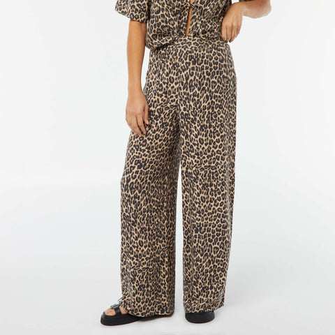 Pantalon wide leg à la taille élastiquée