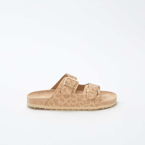 Mules double bride motif léopard