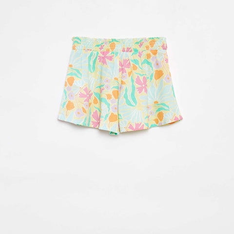 Short fluide en lin mélangé avec imprimé