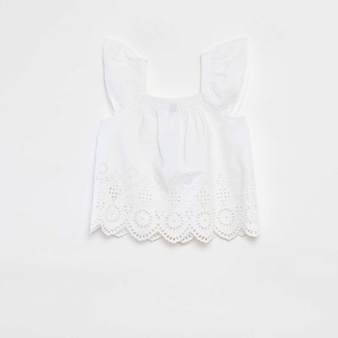Blouse smockée avec broderie anglaise