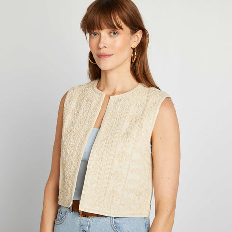 Veste sans manches en lin mélangé
