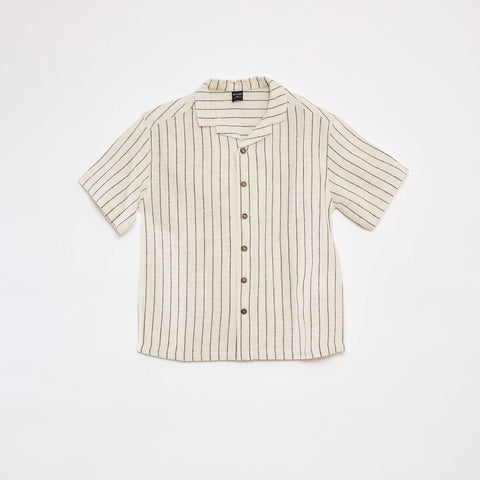 Chemise manches courtes en lin mélangé