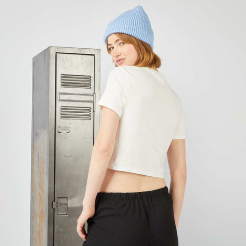 T-shirt crop fit à imprimé 'Stitch'