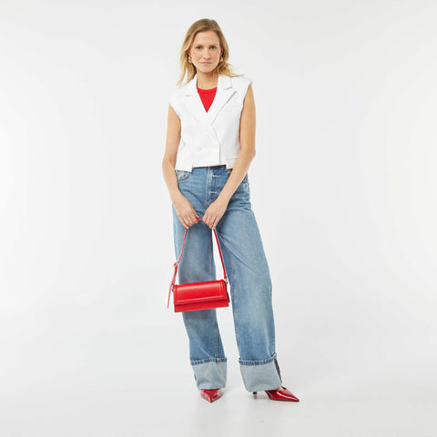 Veste tailleur crop-top sans manches