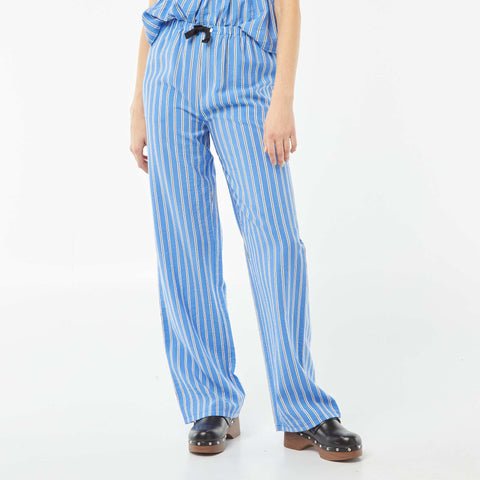 Pantalon large avec motif rayé