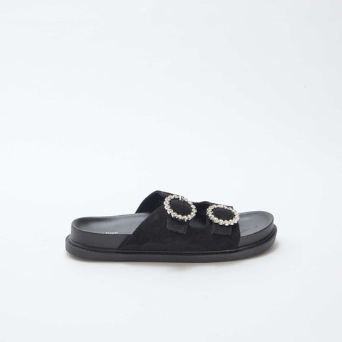 Mules double bride à strass