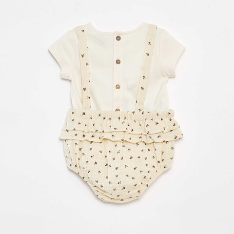 Ensemble barboteuse avec salopette + tee-shirt