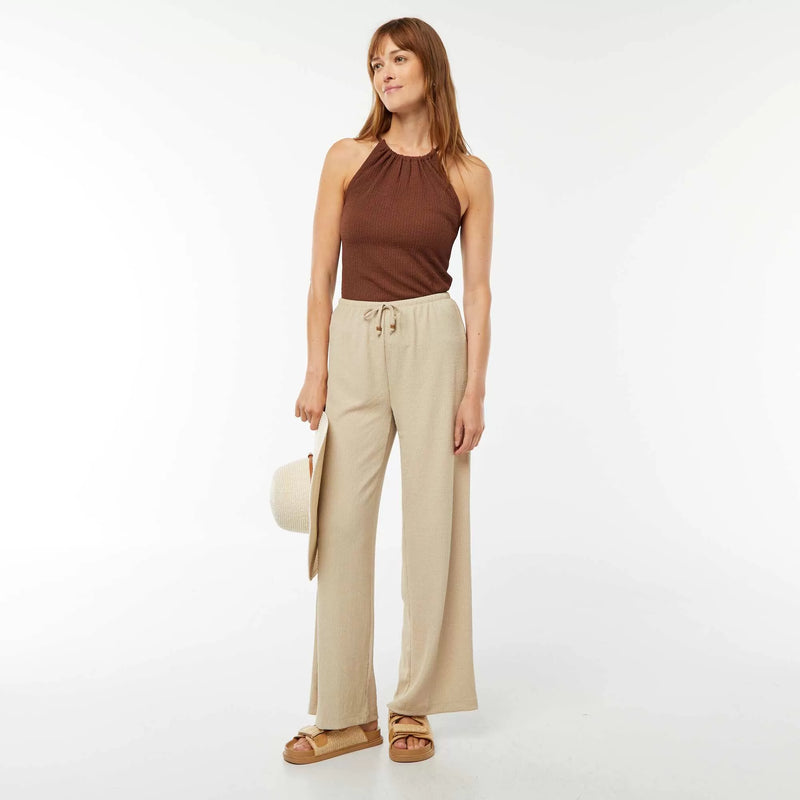 Pantalon large en maille gaufrée – Beige – Kiabi Maroc