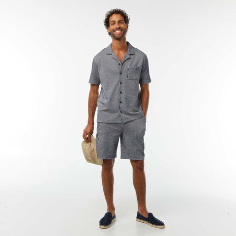 Bermuda matière type crépon à rayures