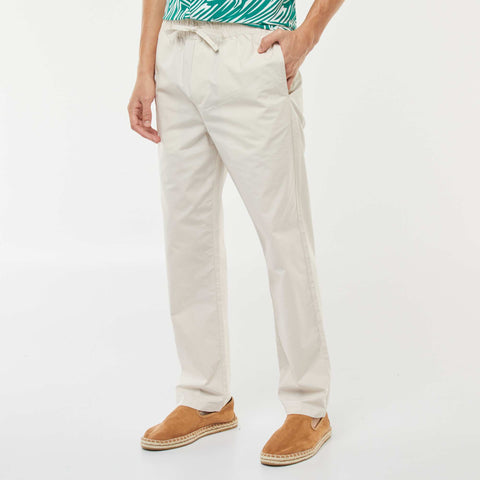 Pantalon droit à ceinture élastiquée