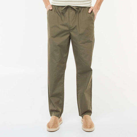 Pantalon droit à ceinture élastiquée