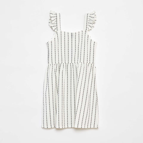 Robe à bretelles volantées et à motif rayé