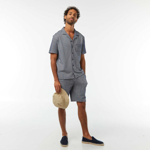 Chemise à manches courtes en matière type crépon