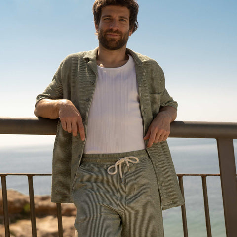 Chemise à manches courtes en matière type crépon