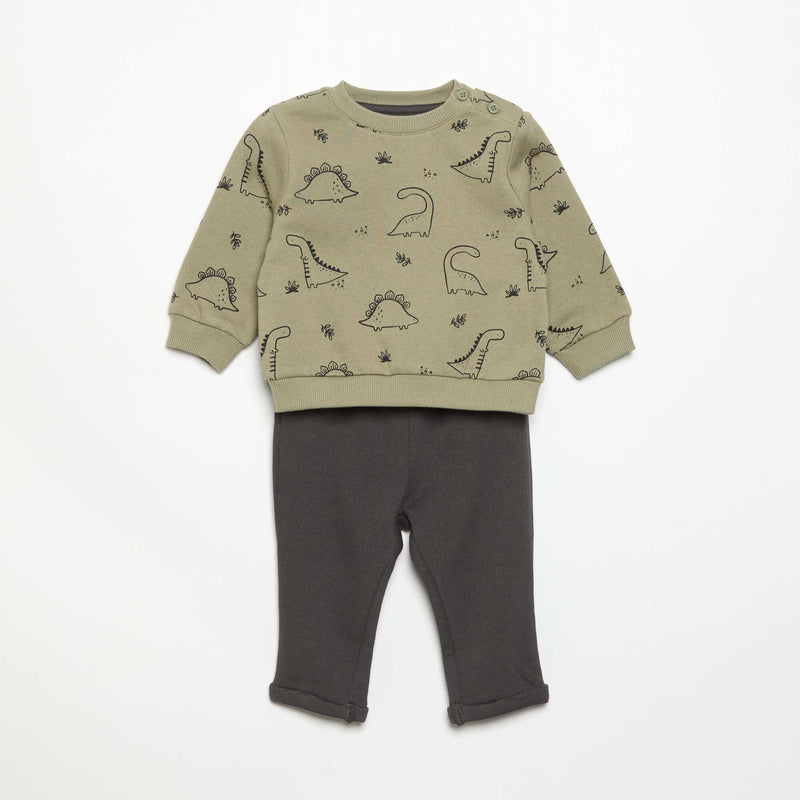 Ensemble 2 pièces sweat + pantalon – Kaki – Kiabi Maroc