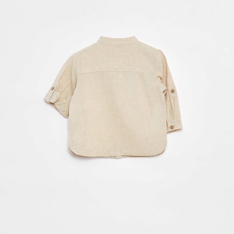 Chemise mao en lin mélangé