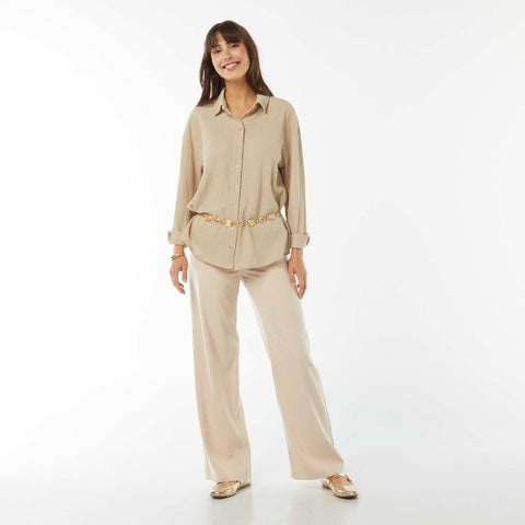 Chemisier oversize en maille crinckle
