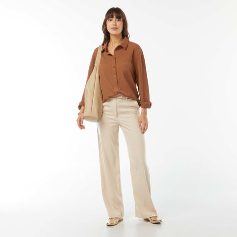 Chemisier oversize en maille crinckle