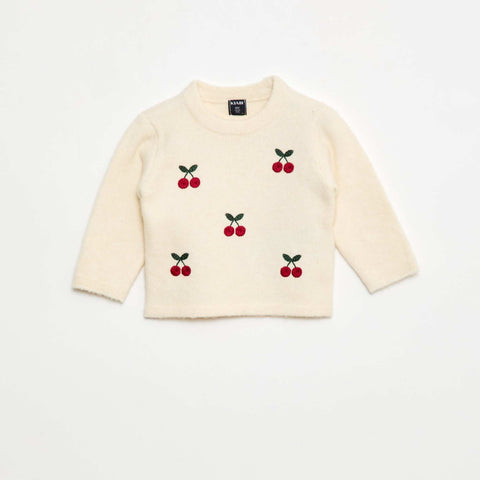 Pull à col rond avec broderies