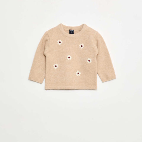 Pull à col rond avec broderies