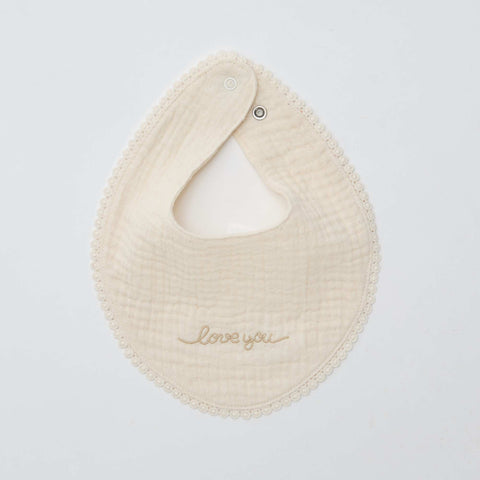 Lot de 2 bavoirs en lange avec broderie anglaise