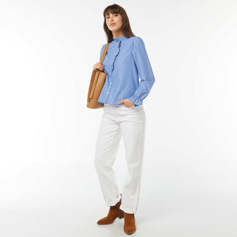 Chemise en popeline avec patte volantée