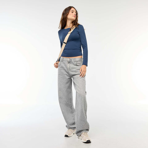 Tee-shirt cropped avec effet froissé