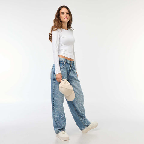 Tee-shirt cropped avec effet froissé
