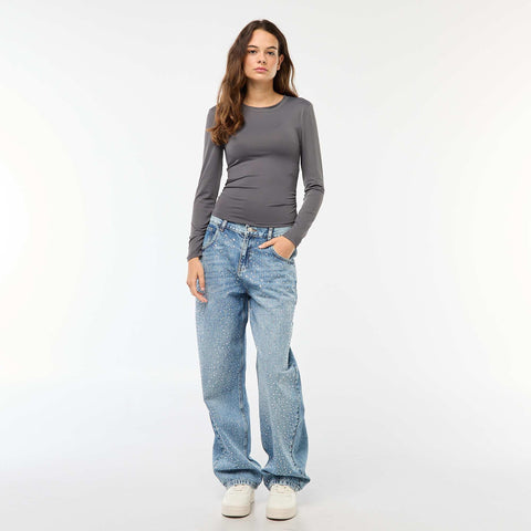 Tee-shirt cropped avec effet froissé