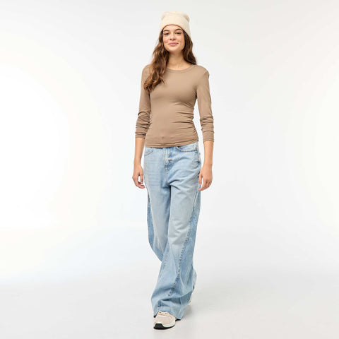 Tee-shirt cropped avec effet froissé