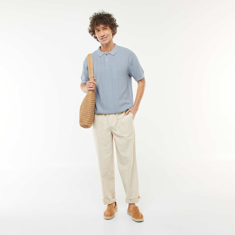 Polo en maille tricot à manches courtes