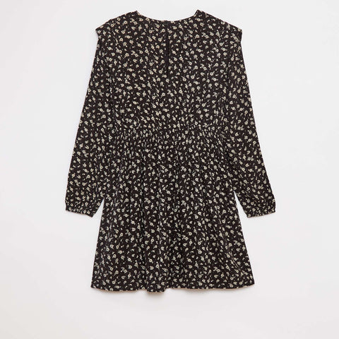 Robe fluide à fleurs en maille crêpe