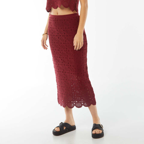 Jupe tube longue en macramé