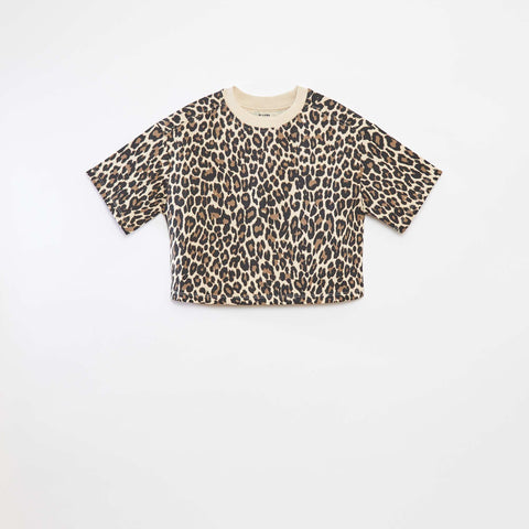 T-shirt crop à manches courtes