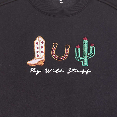 Sweat en molleton avec broderie et franges sur les manches